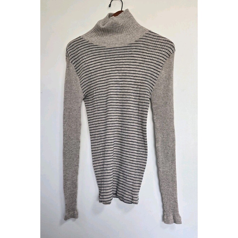 VTG Contact Sweater Womens L Y2K Striped Turtleneck Top Long Retro Preppy